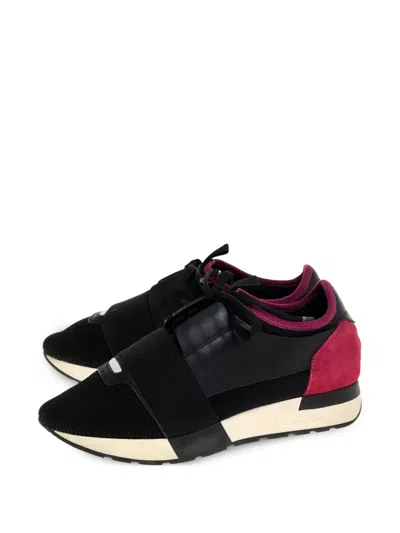 Pre-owned Balenciaga Race Runner Leather-strap Sneakers