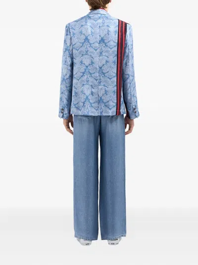 Pierre-louis Mascia Paisley Double-breasted Jacket In Blue