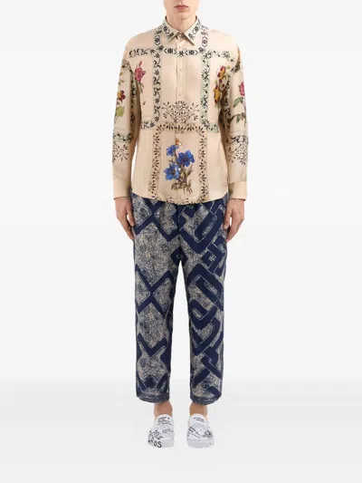 Pierre-louis Mascia Floral-panel Shirt In Neutral