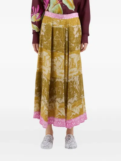 Pierre-louis Mascia Aloe Panelled Print Skirt In Multi