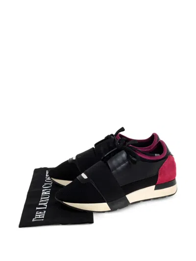 Pre-owned Balenciaga Race Runner Leather-strap Sneakers