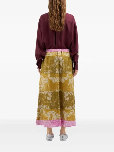 Pierre-louis Mascia Aloe Panelled Print Skirt In Multi