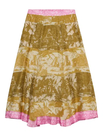 Pierre-louis Mascia Aloe Panelled Print Skirt In Multi