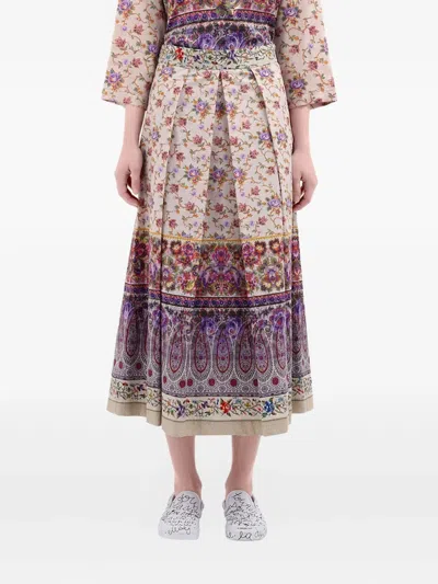 Pierre-louis Mascia Salato Pleated Floral-print Skirt In Multi