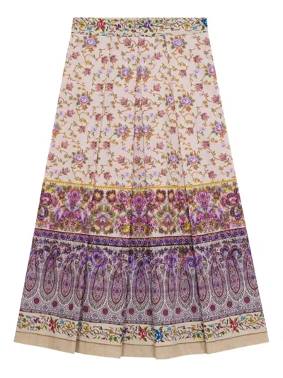 Pierre-louis Mascia Salato Pleated Floral-print Skirt In Multi