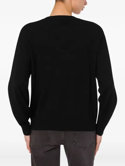 Moschino Heart Graphic Knit Sweater With Crew Neckline In Black