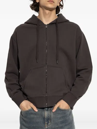 Zadig & Voltaire Sacha Skull-print Zip-up Hoodie In Gray