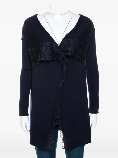 Pre-owned Valentino Lace-trim Wool Cardigan