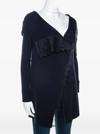 Pre-owned Valentino Lace-trim Wool Cardigan