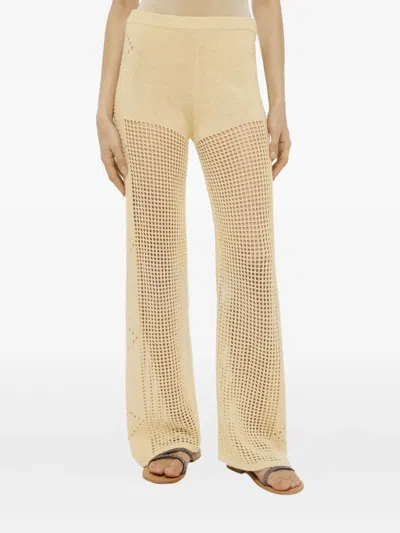 Mc2 Saint Barth Alva Crochet-detail Trousers In Neutral