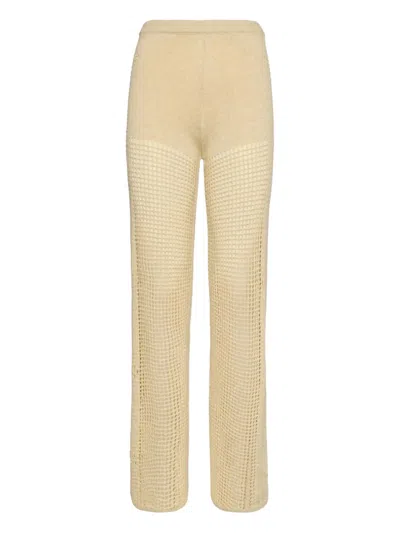Mc2 Saint Barth Alva Crochet-detail Trousers In Neutral