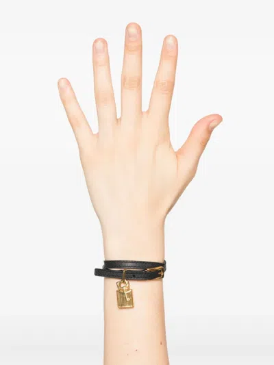 Tom Ford Padlock Leather Bracelet Accessories In Black