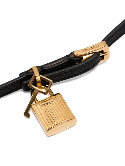 Tom Ford Padlock Leather Bracelet Accessories In Black