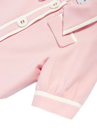 Mama Luma Girls Contrast Stitch Crop Bolero In Pink
