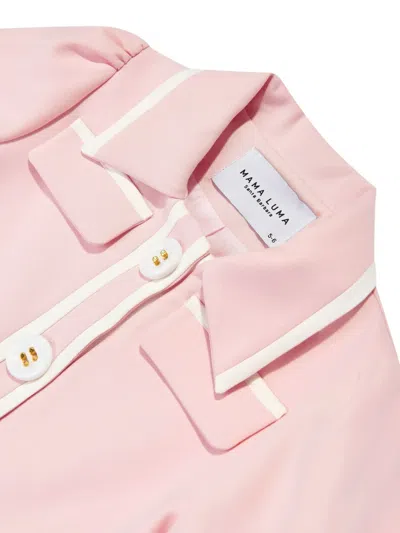 Mama Luma Girls Contrast Stitch Crop Bolero In Pink