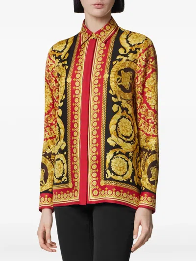 Versace Chemise Barocco Silk In Multi