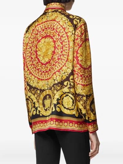 Versace Chemise Barocco Silk In Multi