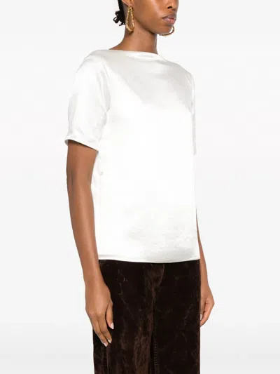 Loewe V-back Satin Blouse In White