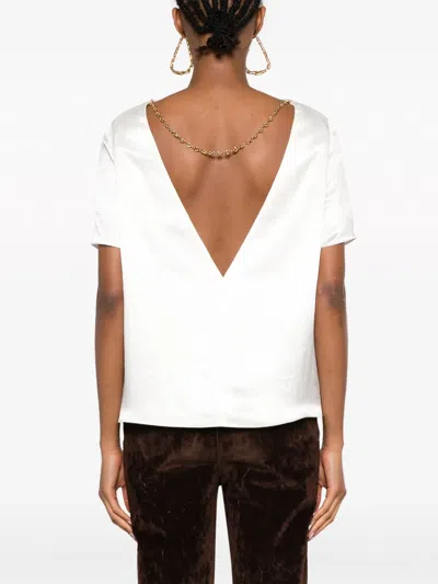 Loewe V-back Satin Blouse In White
