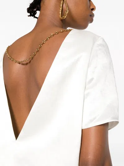 Loewe V-back Satin Blouse In White