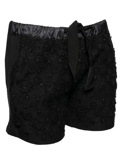 Pre-owned Moncler Floral-appliqué Cotton Shorts