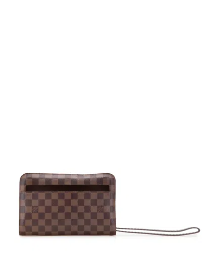Pre-owned Louis Vuitton 2000 Damier Ebene Saint Louis Pochette Clutch Bag