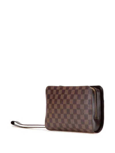 Pre-owned Louis Vuitton 2000 Damier Ebene Saint Louis Pochette Clutch Bag