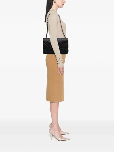 Pre-owned Chanel 2010-2011 Jumbo Classic Caviar Double Flap Shoulder Bag
