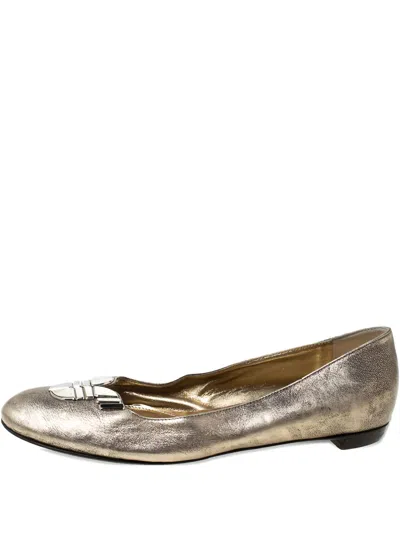 Pre-owned Sergio Rossi Vintage Metallic Ballet Flats