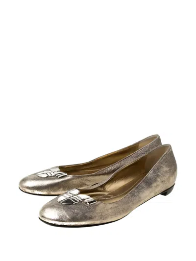 Pre-owned Sergio Rossi Vintage Metallic Ballet Flats