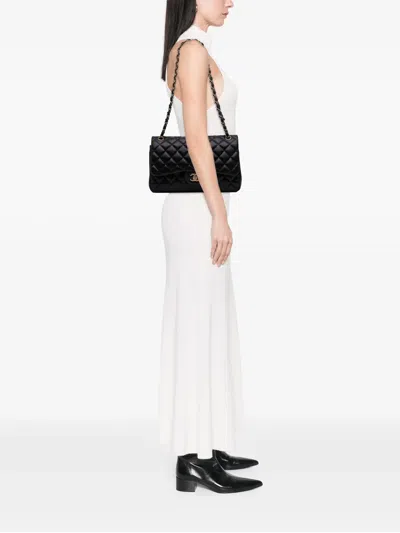Pre-owned Chanel 2010-2011 Jumbo Classic Lambskin Double Flap Shoulder Bag