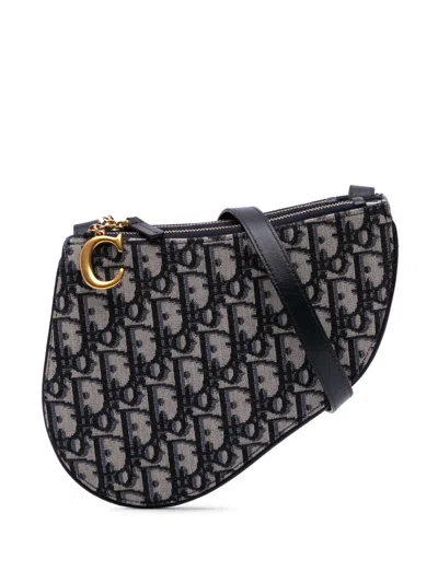 Pre-owned Dior 2019 Oblique Canvas Saddle Triple Zip Crossbody Bag
