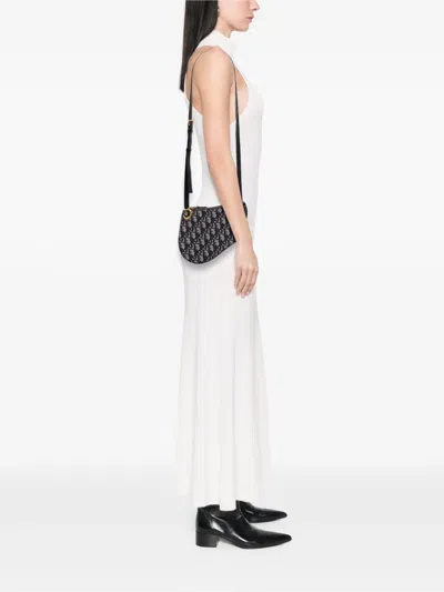 Pre-owned Dior 2019 Oblique Canvas Saddle Triple Zip Crossbody Bag