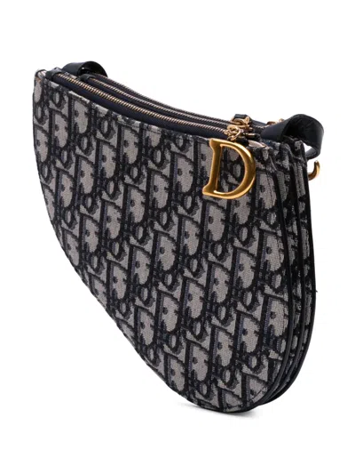 Pre-owned Dior 2019 Oblique Canvas Saddle Triple Zip Crossbody Bag