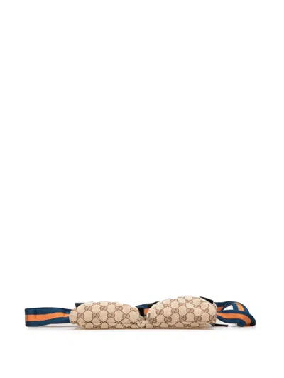 Pre-owned Gucci 2000-2015 Gg Canvas Web Double Pocket Belt Bag