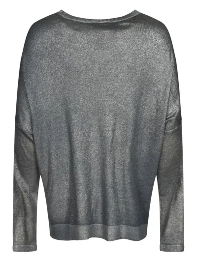 Avant Toi Metallic Long-sleeve Sweater In Gray