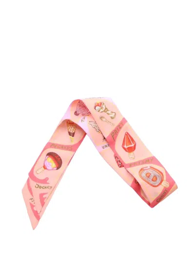 Pre-owned Hermes 2010-2025 Funny Ice Cream Silk Twilly Scarf Scarves