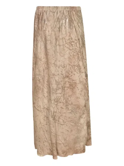 Avant Toi Marble-print Slip Midi Skirt In Multi