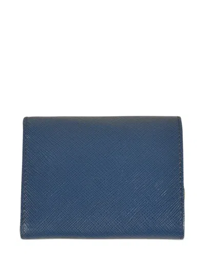 Prada Logo-plaque Wallet In Blue