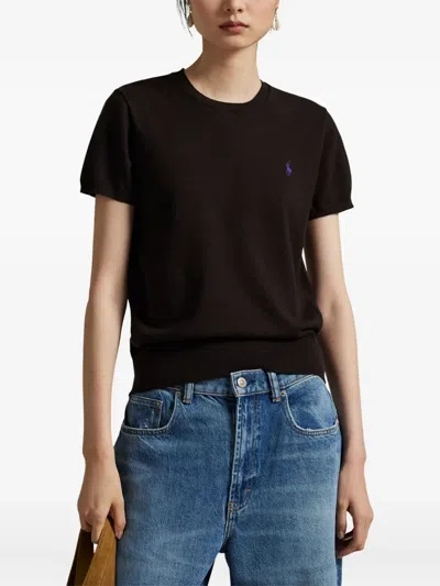 Polo Ralph Lauren Crew-neck Top With Short Sleeves In Brown