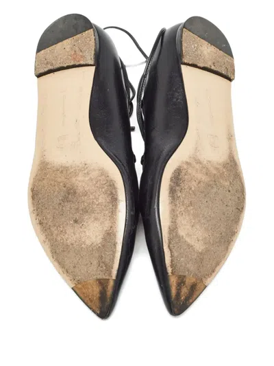 Pre-owned Gianvito Rossi Pointed-toe Lace-up Ballet Flats