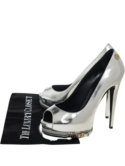 Pre-owned Philipp Plein 140mm Buckle-detail Peep-toe Pumps