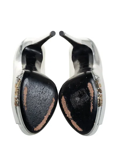 Pre-owned Philipp Plein 140mm Buckle-detail Peep-toe Pumps
