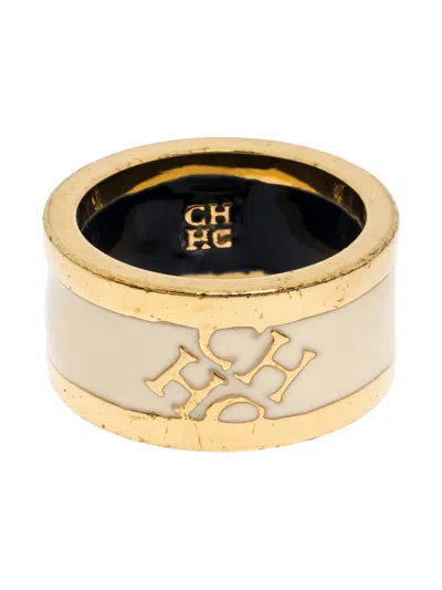 Pre-owned Carolina Herrera Vintage Logo-detail Enamel Ring