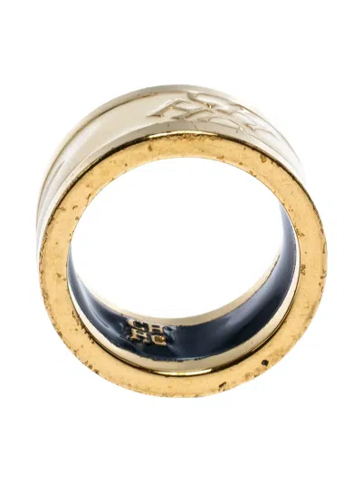 Pre-owned Carolina Herrera Vintage Logo-detail Enamel Ring