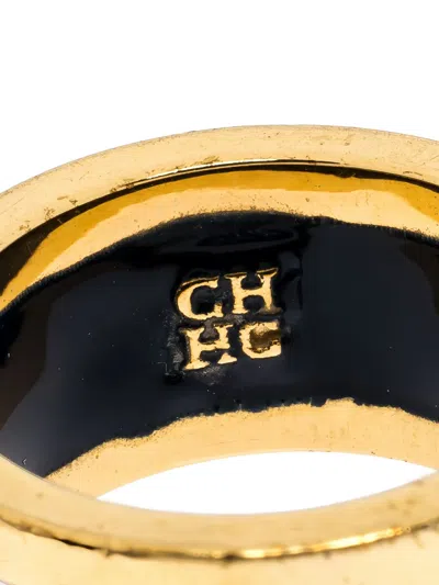 Pre-owned Carolina Herrera Vintage Logo-detail Enamel Ring