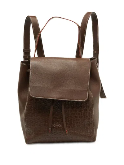 Pre-owned Carolina Herrera Vintage Monogram Flap Backpack