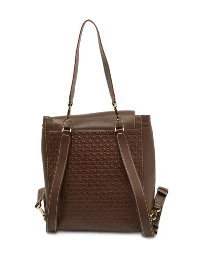 Pre-owned Carolina Herrera Vintage Monogram Flap Backpack