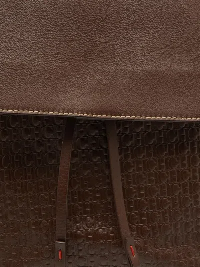 Pre-owned Carolina Herrera Vintage Monogram Flap Backpack