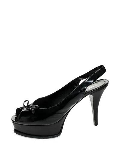Pre-owned Fendi 100mm Bow-detail Slingback Sandals